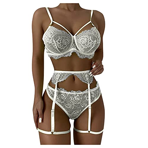 Unterwäsche Spitze Reizwäsche Set Mit Strumpfhalter Dessous Sexy Set Strapsen Dessous Sport BH Starker Halt Unterhose 2 Teiliges BH Und Slip Set Sexy Damen Dessous Set Erotisch BH Und Höschens Set von Generic