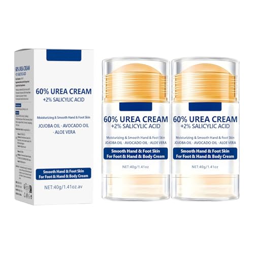 Urea Creme 60 Prozent Fußcreme Stick - 2PCS 40g Hornhautentferner Creme Fußpflegecreme - Handcreme, Bodylotion mit Säure, Aloe Vera, für rissige Fersen und trockene Haut, Feuchtigkeit (2) von Generic