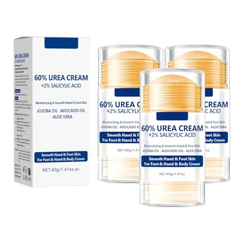 Urea Creme 60 Prozent Fußcreme Stick - 3PCS 40g Hornhautentferner Creme Fußpflegecreme - Handcreme, Bodylotion mit Säure, Aloe Vera, für rissige Fersen und trockene Haut, Feuchtigkeit (3) von Generic