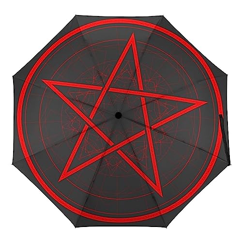 Uv Faltender Regenschirm Rotes Pentagramm Kreis Automatik Schirm Umbrella Taschenschirm Sonnenschutz Regenschirm von Generic