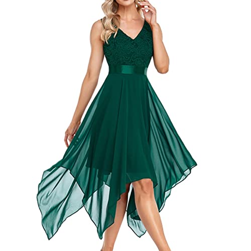 V-Ausschnitt, ärmellose Spitze, Chiffon, unregelmäßiger Saum, Partykleid, Cocktailkleid Abendkleid Ballkleid Cocktailkleid von Generic