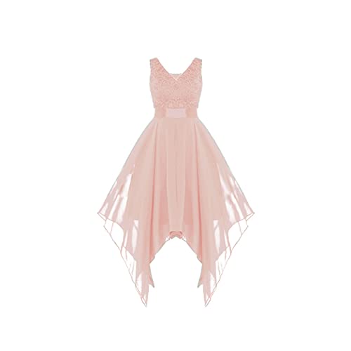 V-Ausschnitt, ärmellose Spitze, Chiffon, unregelmäßiger Saum, Partykleid, Cocktailkleid Abendkleid Ballkleid Cocktailkleid von Generic