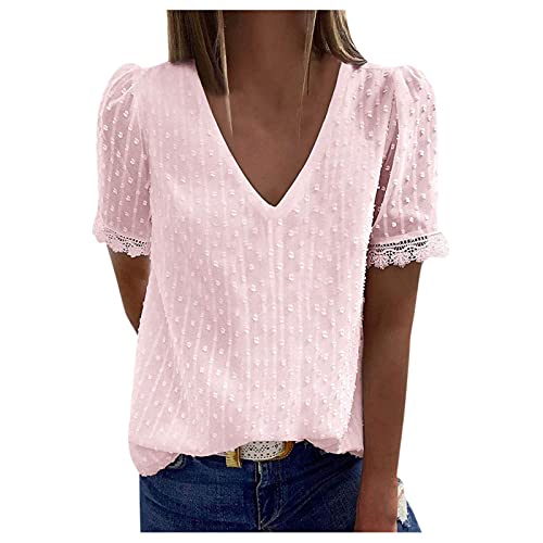 V-Ausschnitt Bluse Damen Spitze Damen Oberteile V-Ausschnitt Tops Herbst und Winter Damen T-Shirt Elegant Pullover von Generic