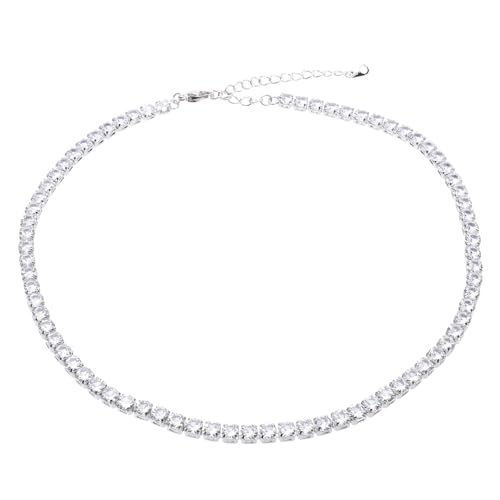 Vaguelly Strass-Halsreif mit Strasssteinen, Choker, glitzernd, Silber, Kristall, Schlüsselbeinkette, Zirkonia, Choker für heiße Mädchen und Frauen von Generic