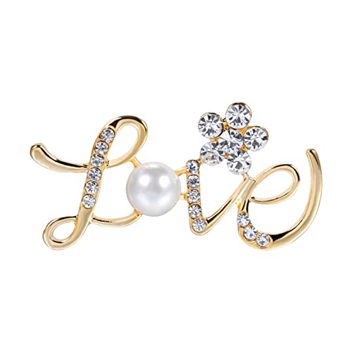 Valentinstag LOVE Brosche Perle Strass Love Pin Kreative Anstecker Kristall Anstecknadeln Damen Herren Kinder Muttertag Hochzeit Abzeichen Schmuck Deko von Generic