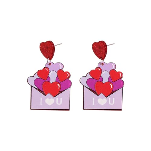 Valentinstag Liebe Regenbogen Umschlag Zwerg Damen Ohrringe Ohrstecker personalisierte Ohrringe Ketten Und Ohrringe Set (A, One Size) von Generic