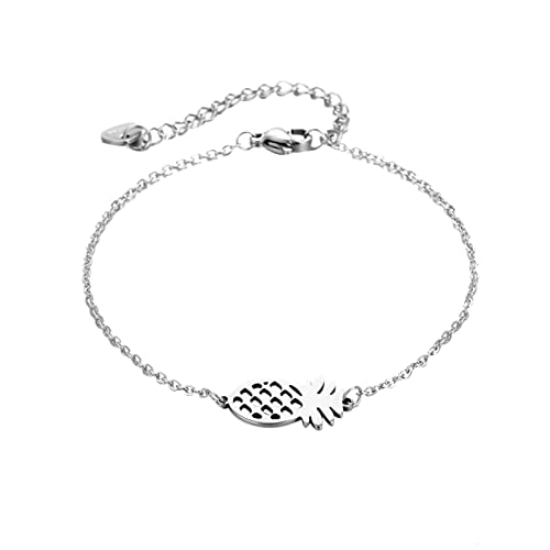 Valentinstag Perlen für armbänder Paar Ananas-Halskette, Armband, Splitter, weiß, plattiert, Zirkonia, zierlicher Geburtstag, Jubiläum, edler Schmuck, Armkette- Mädchen Valentinstag (Silver, One Size) von Generic