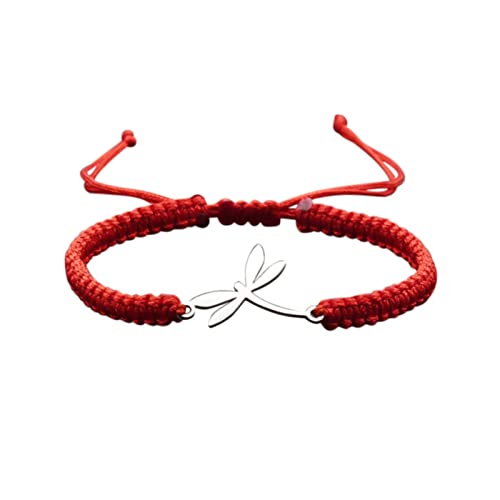 Valentinstag Perlen für armbänder Paar Armband-Edelstahl-handgewebtes rotes Seil-Armband-weibliches Armband Armkette- Mädchen (Red, One Size) von Generic