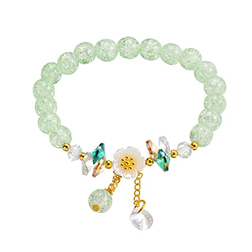 Valentinstag Perlen für armbänder Paar Kristall Perlen Armband Weibliche Naturstein Stretch Armband Semi Kristall Edelstein Perlen Armband Weihnachten Back Armkette- Mädchen (Green, One Size) von Generic