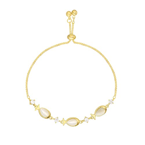 Valentinstag Perlen für armbänder Paar Modeschmuck Goldkette Opal Form Zirkonia verstellbare Tennis Armbänder Armkette- Mädchen (Gold, One Size) von Generic