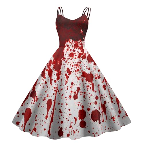 Vampir Kostüm Damen Halloween Kleid Damen Blutig Gruselig Zombie Braut Kostüm mit Blutigem Aufdruck Kleid Horror Braut Halloween Kleider Terrifier Vampir Kostüm Damene für Frauen von Generic