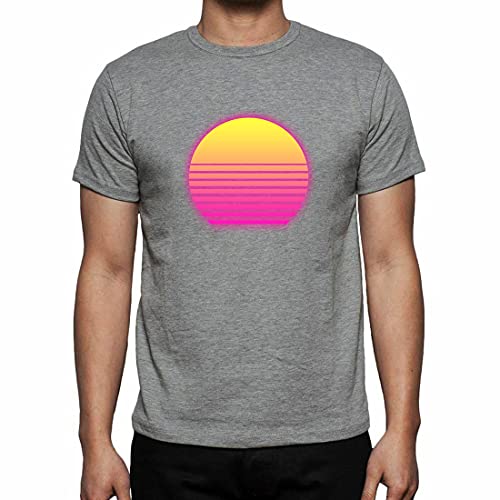 Vaporwave Sunset Japanische Old School Art Herren T-Shirt bedruckt Grau, grau, M von Generic