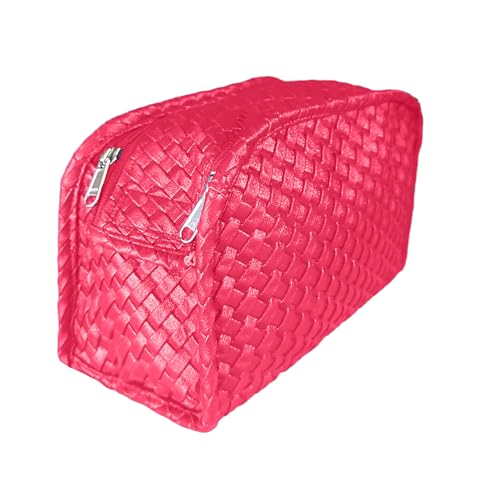 Veganes Leder, reisefreundlich, handgefertigter Make-up- und Toiletten-Organizer (Blau, Rot, Rosa, Schwarz und Beige), Pink, Stilvolle, handgefertigte Make-up- und Kulturtasche aus veganem Kunstleder von Generic