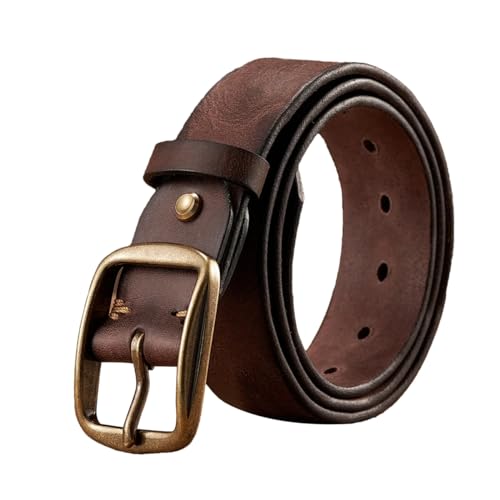 Verdickter Gürtel Aus Echtem Leder Mit Kupferschnalle Aus Rindsleder, Modischer Freizeitgürtel Für Jeans, Luxuriöser Retro-Gürtel von Generic