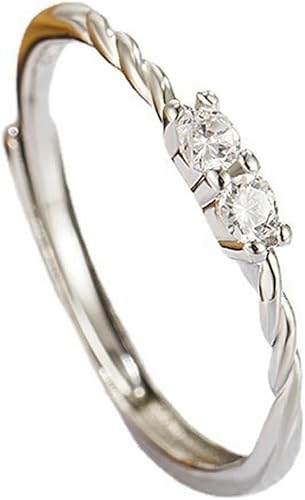 Verdrehter Zirkonia Verstellbarer dünner offener Ring Damen Minimalistischer Schmuck Unikat Accessoire von Generic