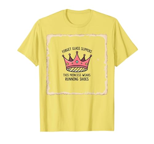 Vergessen Sie Glaspantoffeln Prinzessin trägt Laufschuhe Krone T-Shirt, Herren, Gelb, L von Generic
