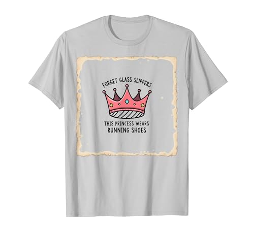 Vergessen Sie Glaspantoffeln Prinzessin trägt Laufschuhe Krone T-Shirt, Herren, Silber, XXL von Generic