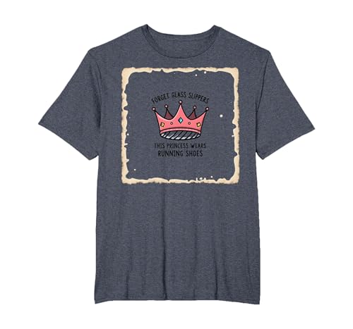 Vergessen Sie Glaspantoffeln Prinzessin trägt Laufschuhe Krone T-Shirt, Herren Große Größen, Blau Meliert, 4X Tall von Generic