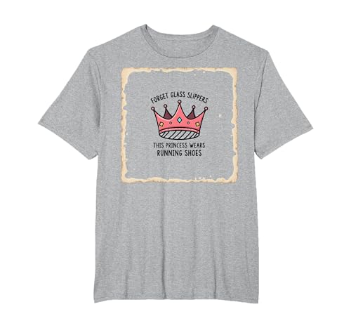Vergessen Sie Glaspantoffeln Prinzessin trägt Laufschuhe Krone T-Shirt, Herren Große Größen, Grau Meliert, 2X Tall von Generic