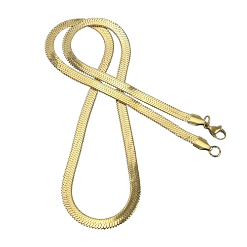 Vergoldete Fischgrätenkette Halskette 925 Sterling Silber Halskette Flache Halskette Dinosaurier Halskette (Gold, One Size) von Generic