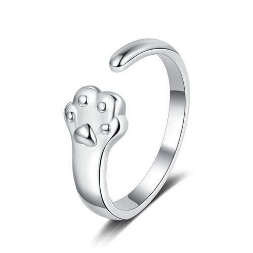 Vergoldeter, verstellbarer Katzenpfotenring aus Kupfer für Frauen, offenes Design, minimalistischer Tierschmuck von Generic
