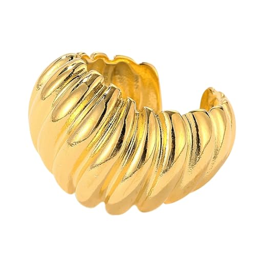 Vergoldeter, verstellbarer Ring in Croissantform aus Kupfer, einzigartiger Schmuck im minimalistischen Design von Generic