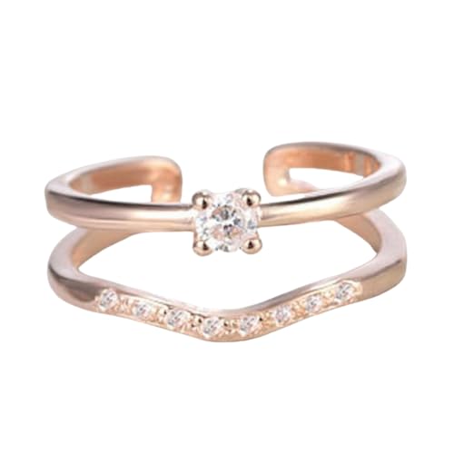 Vergoldeter Kupfer-Doppelschicht-Ring in Roségold, offener Ring für Damen, verstellbarer Schmuck von Generic