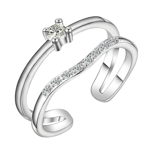 Vergoldeter Kupfer-Doppelschicht-Ring in Roségold, offener Ring für Damen, verstellbarer Schmuck von Generic