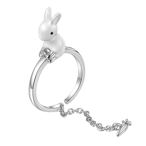 Vergoldeter Kupfer-Tropföl-Kaninchen-Kettenring mit Sternzeichen-Design, verstellbarer Schmuck für Frauen von Generic