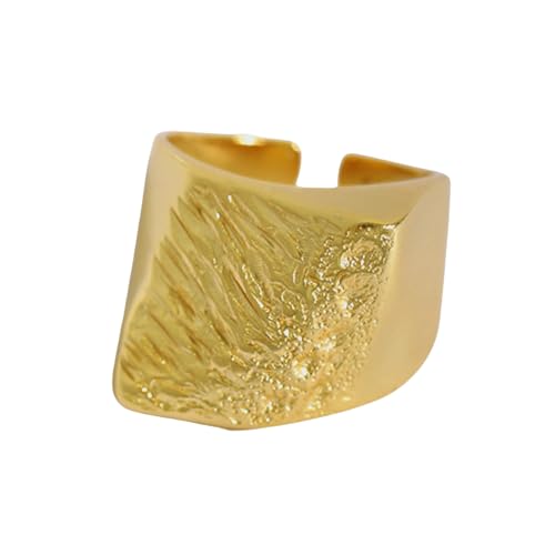 Vergoldeter Kupfer Vintage Gehämmert Matt Verstellbarer offener Ring Unikat Damenschmuck von Generic