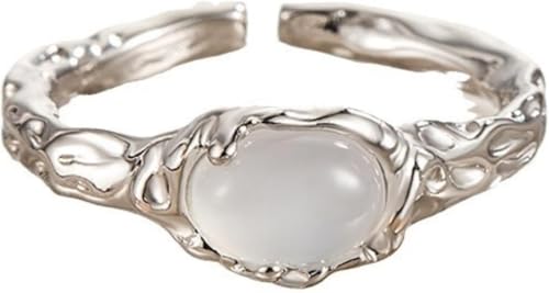 Vergoldeter Kupfer-Weiß-Synthese-Achat, verstellbarer offener Ring, minimalistischer Schmuck, Damen-Accessoire von Generic