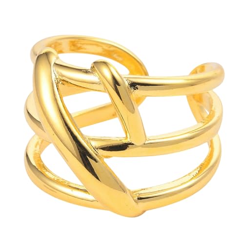 Vergoldeter Kupferring, minimalistisch, durchbrochen, verstellbar, einzigartig, stapelbar, Schmuck für Frauen von Generic