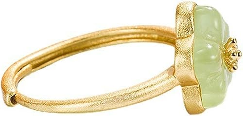 Vergoldeter Kupferring, verstellbar, Vintage-Pflaumenblüte, Imitation von Hotan-Jade, für Damen von Generic