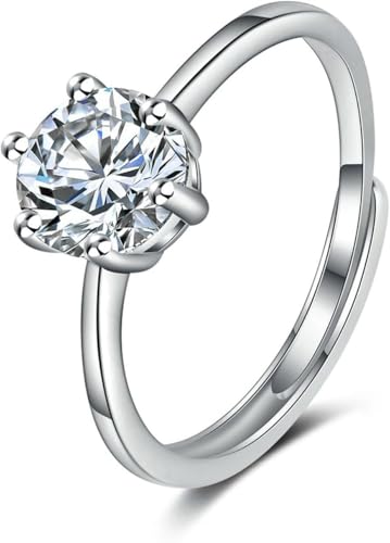 Vergoldeter Kupferring, verstellbar, sechszackiger Zirkonia, offener Ring für Damen, minimalistischer Schmuck von Generic