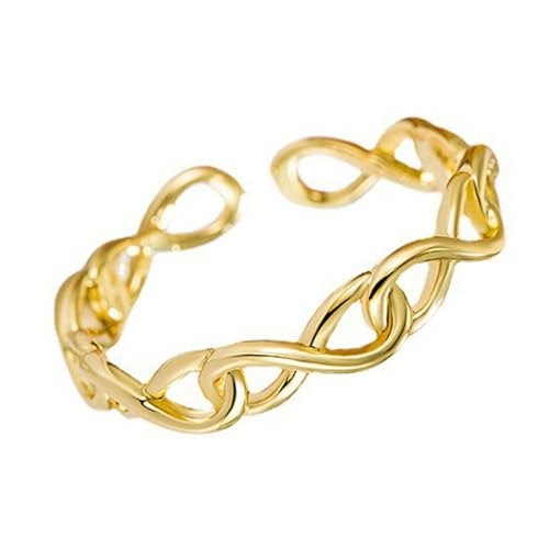 Vergoldeter Kupferring mit Unendlichkeitssymbol, gedreht, offen, für Damen, verstellbar, minimalistischer Schmuck von Generic