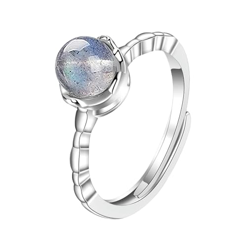 Vergoldeter Kupferring mit blauem Mondstein, verstellbar, für Damen, minimalistischer Schmuck mit einzigartigem Design von Generic