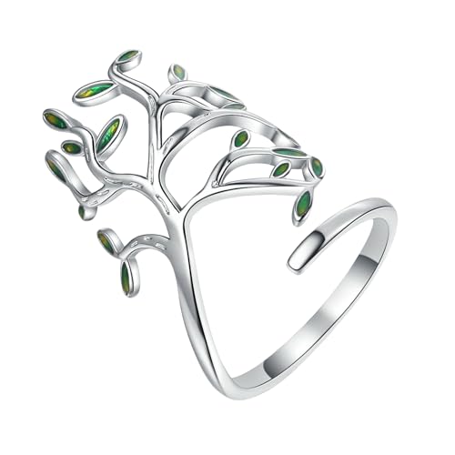 Vergoldeter Kupferring mit grünem Blatt, offener Ring für Frauen, verstellbarer Schmuck, minimalistisches Boho-Stapelaccessoire von Generic