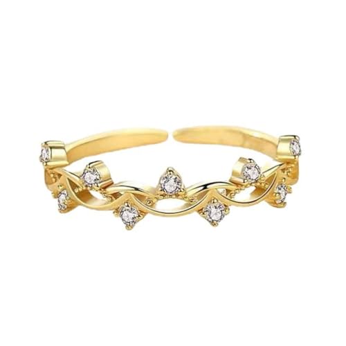 Vergoldeter Kupferring mit verflochtenem Rankenzirkon für Damen, minimalistischer Persönlichkeits-Stapel-Modeschmuck von Generic