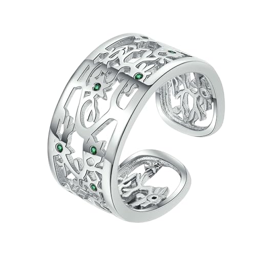 Vergoldeter offener verstellbarer Kupferring für Damen mit Zirkonia-Akzent von Generic