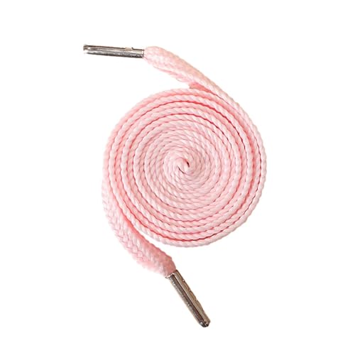 Verlängert mit Metallenden - Ersatz für Sneaker, breite Teller mit Zehenkappe | breite Leinwand flach mit Metallspitzen, Schnürsenkel für Sportschuhe mit breiten Streifen, 140 cm (Metallkopf) Pink von Generic