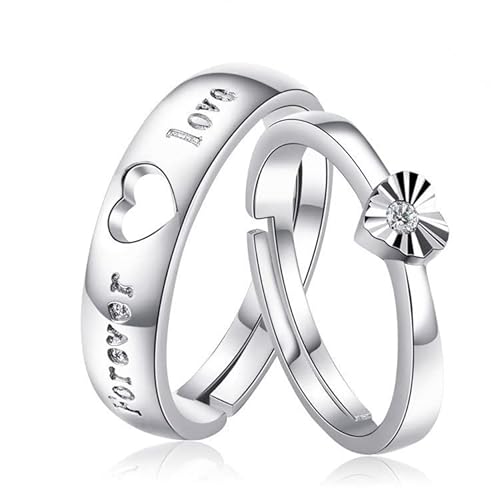 Verlobungsringe paar 925 Sterling Silber Liebe Herz Partnerringe Eheringe Trauringe Hochzeit Verlobung für Damen und Herren, Verstellbar Größe Carven Liebhaber Versprechen Ringe Schmuck Geschenk von Generic
