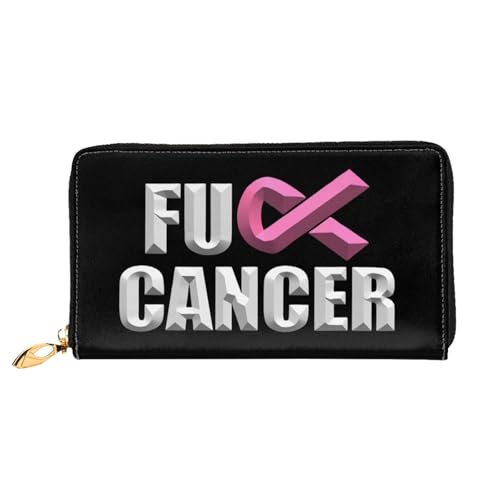 Verschluss Geldbörsen Scheiß Auf Brustkrebs – Pink Ribbon Portmonee Vintage Design Reißverschluss Geldbörse Retro Brieftasche Für Mädchen, Lehrer, Freund von Generic