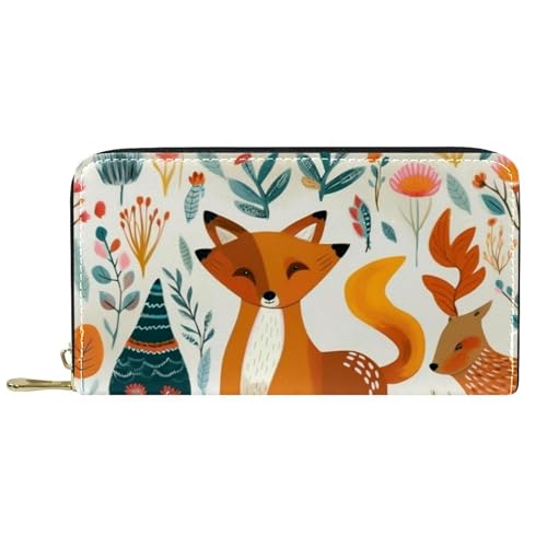Verschluss Geldbörsen Tiere Bunter Fuchs Portmonee Niedliche Portemonnaie Retro Kartenetui Für Kinder, Tochter, Frauen von Generic