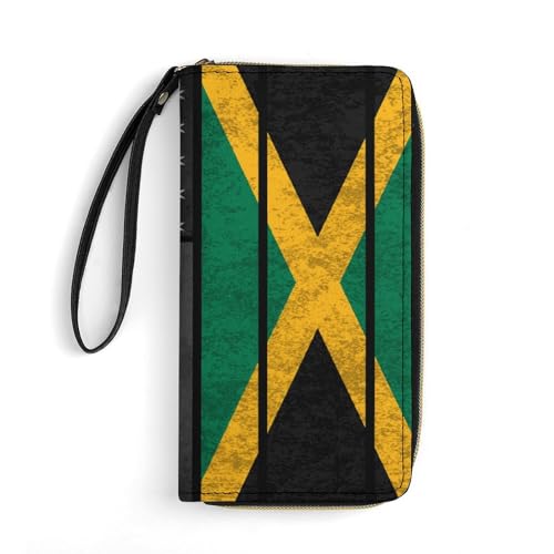 Verschluss Geldbörsen Vintage Jamaika Jamaikanische Und Amerika Flagge Portemonnaie Niedliche Portmonee Kreative Kartenetui Für Freund, Mädchen, Freundin von Generic