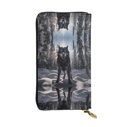 Verschluss Geldbörsen Wolf Im Schnee Druck Reißverschluss Geldbörse Kreative Portemonnaie Lustige Wallet Für Frauen, Kinder, Mutter von Generic