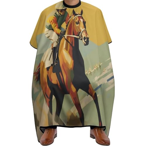 Verstellbar Barber Cape, Pferderennen Grasland, Haarschneidemantel Polyester Friseure Kleid für Männer Erwachsene Haarstyling von Generic