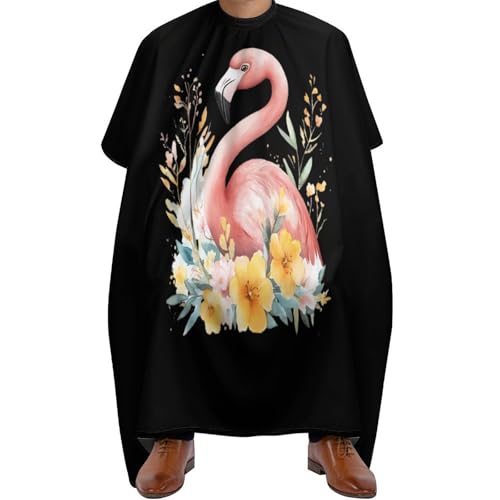 Verstellbar Friseur Umhänge, Flamingos im Blumenbusch, Haarschneidemantel Polyester Friseurumhang für Männer Haarschnitt Haarstyling von Generic