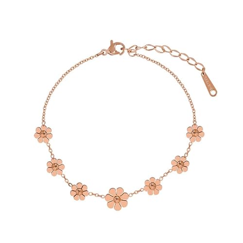 Verstellbare Fußkette 18K Vergoldet Knöchel Zubehör Fußkettchen für Frauen Mädchen Titan Edelstahl Kleine Blume Armband Strand Fußschmuck für Sommer Sandalen von Generic