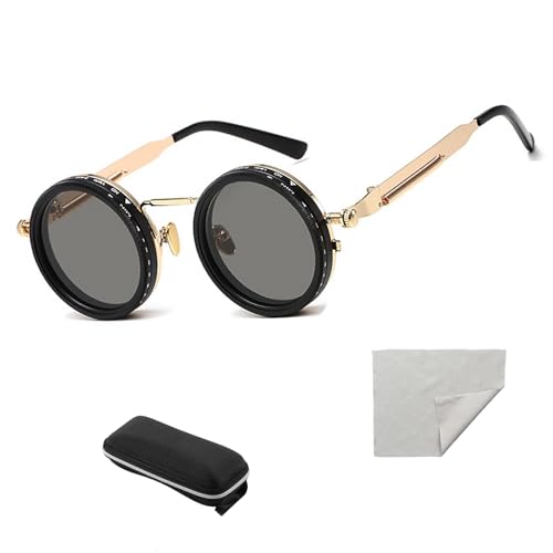 Verstellbare Tint-Sonnenbrille zum Angeln 1-9 Ausrüstung polarisierte runde Objektive mit integriertem ND-Filter, UV-Schutz, Leicht zum Fahren, Außen im Freien Black Gold von Generic