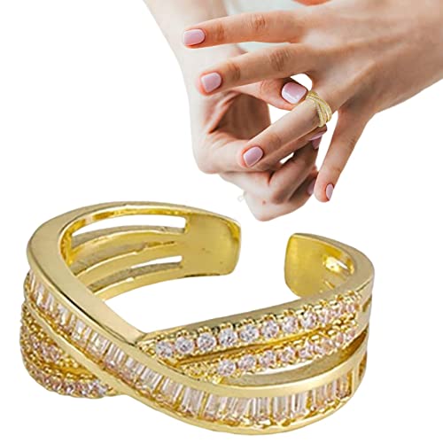 Verstellbare offene Ringe | Moissanit-Damenringe | Einfache Mode inspirierender Schmuck verstellbare Ringe, Geschenke für Töchter und Mama von Generic
